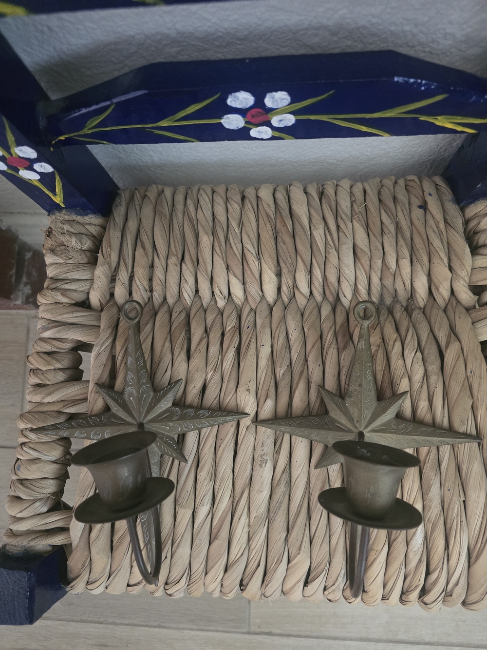 Vintage Brass Star Wall Candle Holders - Pair